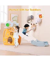 Gouun Foldable Slide with Basketball Hoop and Buffer Zone for Kids Aged 3+ Years Old