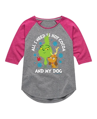 The Grinch Big Girls Graphic Raglan Top