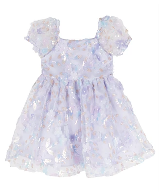 Rare Editions Baby Girls Ombre Sequin and 3D Flower Social Dress