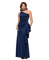 Xscape Women's Ruffled One-Shoulder Scuba Gown