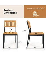 Gouun Patio Dining Chair Set of 2 with Metal and Acacia Wood Frame