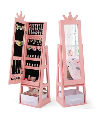 Gouun Free-Standing Full Length Kids Jewelry Armoire Cabinet with Storage Capacity