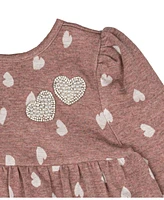 Rare Editions Baby Girls Imitation Pearl Patches with Double Knit Heart Dress