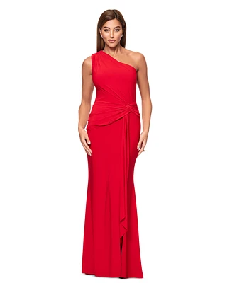 Xscape Petite One-Shoulder Draped-Detail Gown