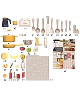 Sugift Kids Kitchen Playset, Pretend Play Kitchen with Sounds and Lights, Cooking Stove Steam,Play Sink and Play Food,Toy Kitchen Set for Kids Toddler