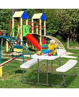 Sugift Kids Picnic Table Folding Plastic Table and Benches - Seating for 4 Kids