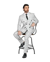 Gino Vitale Men's 2 Piece Slim Fit Grey Check Double Breasted Suit