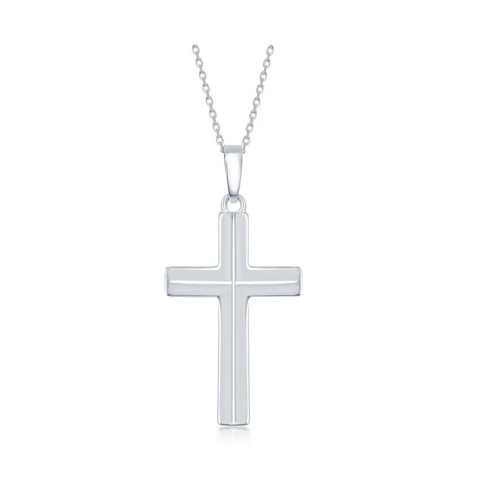 Simona Sterling Silver Lined Medium Cross Neckalce