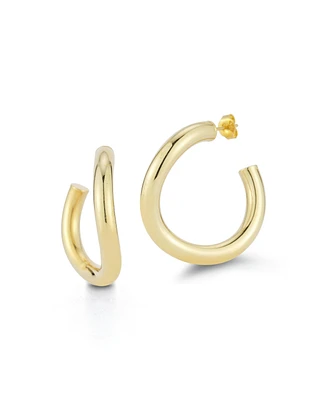 Rachel Zoe 14K Gold Plated Sterling Silver Large Bold Wave Tube Hoops