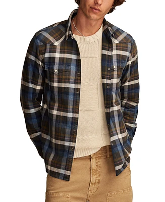 Lucky Brand Men's Indigo Plaid Western Long Sleeve Shirt