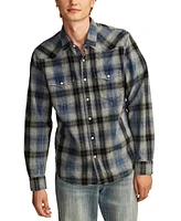 Lucky Brand Men's Indigo Plaid Western Long Sleeve Shirt