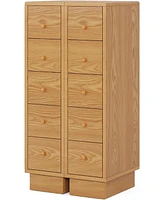Tribesigns 5-Drawer Narrow Dresser, Set of 2, Wood Tall Dresser for Bedroom,Skinny Dresser Chest of Drawers, Slim Storage Drawers Organizer for Small