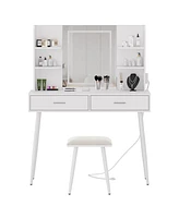 gaomon Makeup Vanity Desk, Vanity Mirror with Lights Desk and Chair