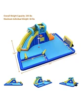 Gymax Inflatable Water Slide Bounce House Climbing Wall without Blower