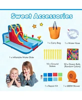 Gouun Inflatable Water Slide Water Park with Long Slide and Splash Pools and Ball Pit with 680W Blower