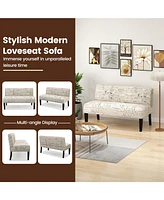 Gouun Living Room Wooden Leg Armless Loveseat Sofa