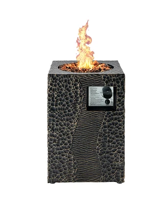 Gouun 16 Feet Square Outdoor Propane Fire Pit with Lava Rocks Waterproof Cover 30000 Btu