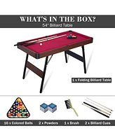 Inolait 4.5ft Folding Pool Billiard Table, Portable Pool Game Table with 2 Cue Sticks, 16 Balls, Triangle, Chalk
