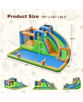 Inolait 7-in-1 Inflatable Giant Water Park Bouncer with Dual Climbing Walls and 735W Blower