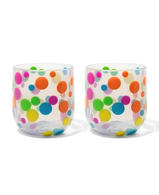 Stemless Wine Glasses 12oz: 2 pk - Polka Dot