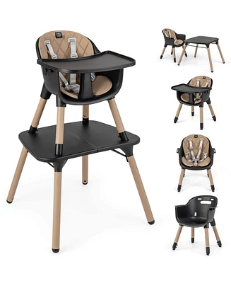 Costway Toddler 4 1 High Chair Convertible Table Set with Pu Cushion