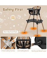 Costway Toddler 4 1 High Chair Convertible Table Set with Pu Cushion