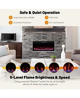 Costway 40" Linear Electric Fireplace 1500W Recessed Wall-Mounted with Multi-Color Flame