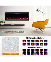 Costway 50" Linear Electric Fireplace 1500W Recessed Wall-Mounted with Multi-Color Flame