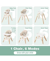 Gouun 6 in 1 Convertible Highchair with Safety Harness and Removable Tray