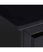 Kings Brand Furniture Buffet Server Sideboard Cabinet with Wine Storage, Black