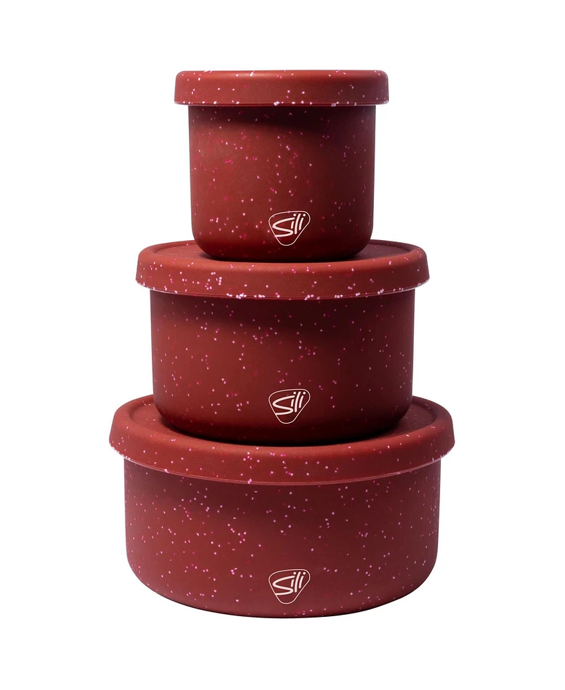 Lidded Bowls 3 pk Set: Speckled Red - 10, 20, 30 oz