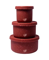 Lidded Bowls 3 pk Set: Speckled Red - 10, 20, 30 oz