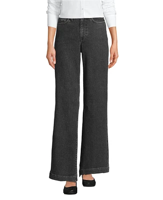 Lands' End Women's Recycled Denim High Rise Wide Leg Jeans