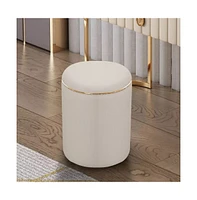 Sugift 16" Round Storage Ottoman with Lid - Natural, Handwoven Footstool for Living Room, Bedroom, Bathroom, Home Office