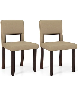 Gouun Set of 2 Wooden Dining Chair with Acacia Wood Frame Padded Seat and Back