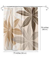 Americanflat 71x74 Neutral Tropical Floral Shower Curtain - 100% Polyester Shower Curtain