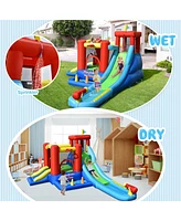 Gymax Kids Inflatable Bounce House Castle 9 in 1 Water Slide Park Without Blower