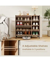 Costway Shoe Storage Cabinet with Flip Doors Adjustable and Removable Shelves for Entryway