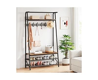 gaomon Coat Rack Shoe Bench, 4-in-1 Hall Trees Entryway Bench with Coat Rack and Shoe Rack