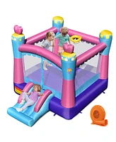 Gymax Inflatable Bounce House 3-in-1 Princess Theme Inflatable Castle w/ 680W Blower