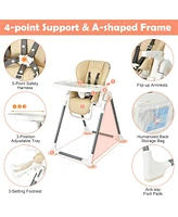 Gouun Foldable Baby High Chair with Double Removable Trays and Book Holder