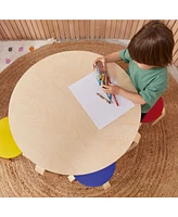 ECR4Kids Bentwood Round Table and Stool Set, Assorted, 5-Piece