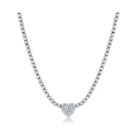 Simona Sterling Silver Heart Cz Tennis Necklace