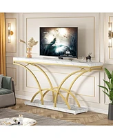 Tribesigns 70.9-Inch Narrow Sofa Table, Extra Long Console Tables for Entryway, Tv Console Behind Couch Table with Stylish Metal Frame for Living Room