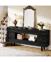 Tribesigns 70.87" Console Table with Storage Drawers, Farmhouse 2-Tier Entryway Table for Entrance with Display Shelf, Extra Long Sofa Table Tv Stand