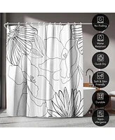 Americanflat 71x74 Delicate Lines Shower Curtain - 100% Polyester Shower Curtain