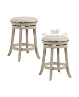 Gouun 26 Inches Swivel Bar Stools Set of 2 wth Wooden Frame-26.5 inches