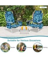 Gouun 2 Packs 5-Position Outdoor Folding Backpack Beach Table Chair Reclining Chair Set