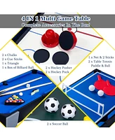 Sugift 4-in-1 Mini Multi Game Table, Combination Game Table, Childrens Combo Arcade Set with Pool Billiards, Hockey, Foosball and Table Tennis