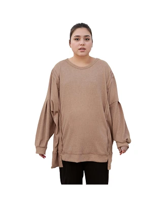 Plus Long Sleeve Casual Knit Top